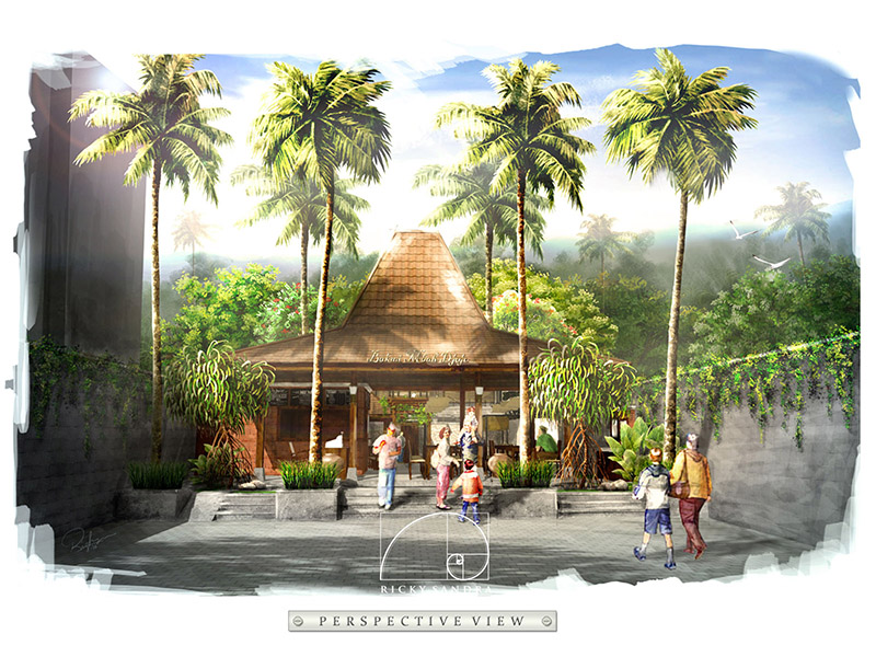 Desain restoran tropis eklektik tepi sawah Omah Tobong di Klajuran, Godean, DI Yogyakarta